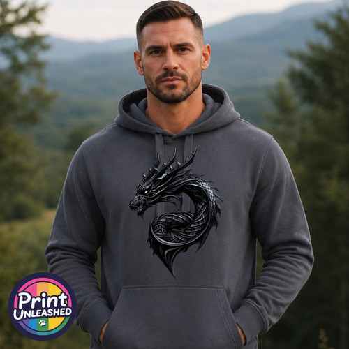 Black dragon hoodie mythical - hoodie,