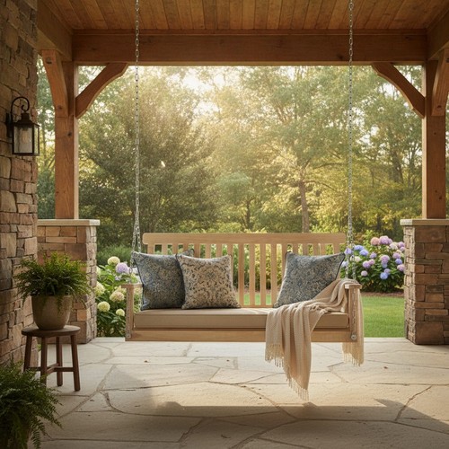 Outdoor wooden swing bench - outdoor,