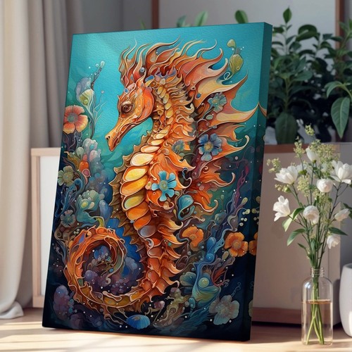 Seahorse expressionism canvas - expressionism,