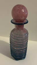 MDINA MALTA PINK BLUE GENDER REVEAL BOTTLE VINTAGE ART GLASS HAND BLOWN 60s