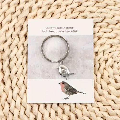 Robin bird keyring - bird, when