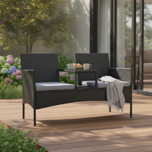 Rattan loveseat garden bench - loveseat, 2