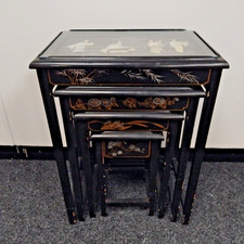 Nest of 4 Black Wooden &