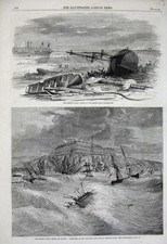 Old Antique Print 1861 Stormy