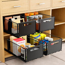 2x Kitchen Storage Rack Pull-out Cabinet Organizer Slide Drawer Storage Tray UK