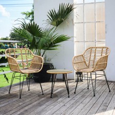 3pc Rattan Garden Furniture 2 Seater Bistro Table Chair Patio Set Multi Designs