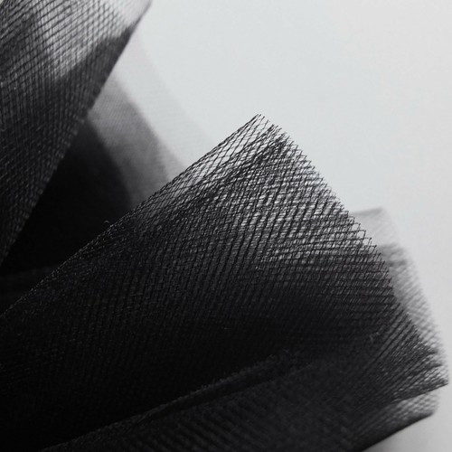 Black fine tulle - black, 300cm