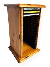 Vintage Solid Pine Wood CD Storage Rack – Free Standing Tower – Holds 20 CDs