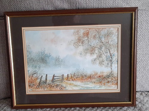 Framed mounted landscape - framed,, mounted,