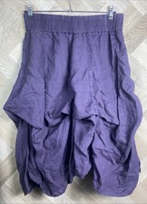 Fat Face Purple 100% Linen Midi Skirt Ruffle Gathered Detail Size 12