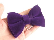 Vintage 1960s 1970s Bow Tie Purple Velvet Ready Tied Elasticated Neck FREE P&P