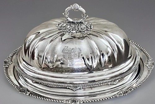 Antique silver plate meat dome - meat,
