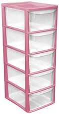 Large Pink 5 Drawer Plastic