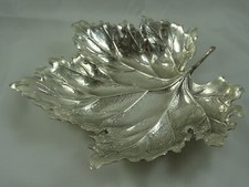 FABULOUS `BUCCELLATI` sterling silver ` LEAF` designed FRUIT DISH, c2000, 287gm