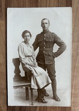 WW1 Photo Postcard. Essex Corporal Soldier & Wife. Wound Stripe. Clacton-on-Sea
