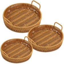 3PCS Hand Woven Round Serving