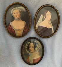 *3 Antique Painted Portrait
