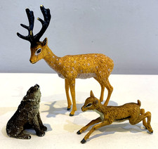 3 x Vintage AAA ELC Animal Figures Toy Bundle Deer, Deer Calf, Wolf