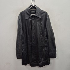 Reiss Y2K Vintage Black Soft Leather Biker Single Breast Coat Jacket Size XL