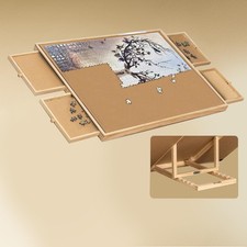 Adjustable Wooden 1000 Pcs Jigsaw Puzzle Table Easel With Tilting Rack 4 Drawers