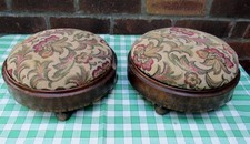 Matched Pair Antique Regency Period Early 19C Low Wooden Footstools For Repair