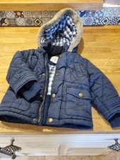 Junior J Jasper Conran Blue Puffer Padded Coat Boys 9 - 12 Months