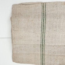Green Stripe Antique Hungarian Grain Sack - Vintage Grainsack fabric G17