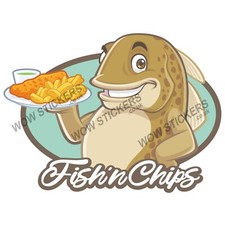 Catering van unit sticker Fish 'n Chips trailer decal hot food fried fryer shop