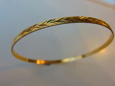 Gold Solid Slave Bangle 3mm Diamond Cut 9 Carat Yellow 67mm Diameter Matte Shiny