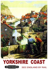 Art Ad Yorkshire Coast British Railways Train Rail Travel    Poster Print