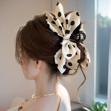 Polka Dot Hair Claw Crabs Bow