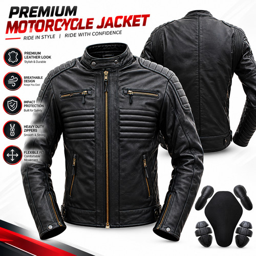 Real leather motorcycle jacket - leather,