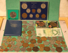 Job Lot Of Old Coins and notes mostly uk + others crowns etc