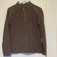Weird Fish Macaroni Top Size M Brown Quarter zip Ladies Autumn Cosy Warm Hiking