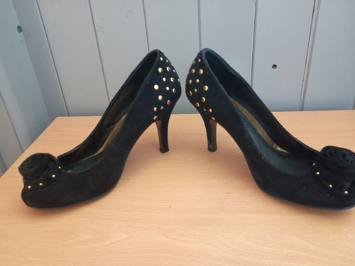 Faith black faux suede court - black,
