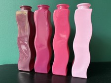 Gorgeous Stylish 4 Vintage 90's Ikea Skamt Glass Wavy Squiggle Vases Pink Purple