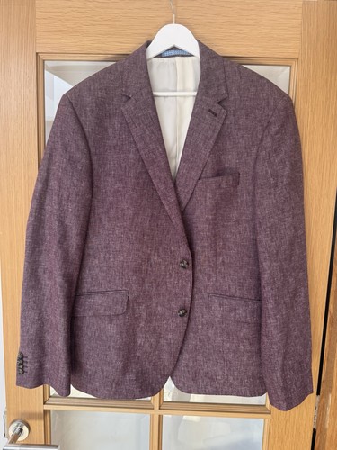 Men burgundy linen - m&s,
