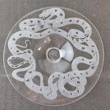 Julia Linstead Signed Art Glass Bowl Etched With A Snake 27cm Diameter