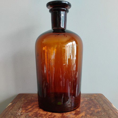 Large amber glass apothecary - amber,