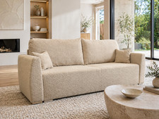 Beige Boucle Sofa Bed with