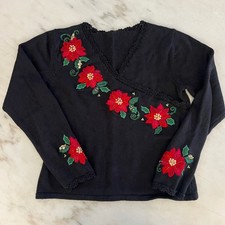 Black Poinsettia Embroidered