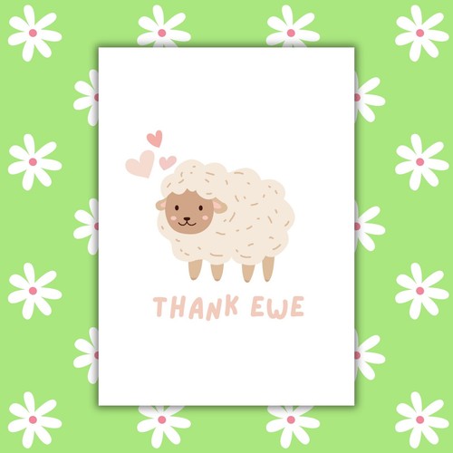 Thank ewe card cute sheep - cute,