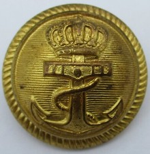 Large, Open Backed:"ROYAL DUTCH NAVY BRASS BUTTON" (24mm, Netherlands, Holland)
