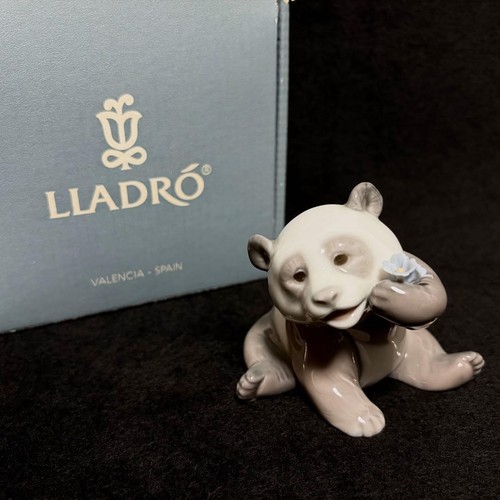 Lladro panda with blue - panda,