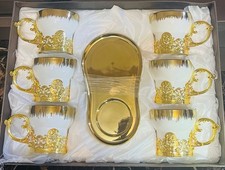 Stunning Turkish Arabic Tea  Set Of 6 Cups & 6 Saucer  ,Gift