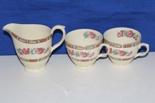 NEW HALL HANLEY CHINA - TWO CUPS & MILK JUG/CREAMER