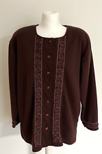 VTG 80s 90s South Lodge Burgundy Jersey Cardigan Jacket Shoulder Pads S/M.