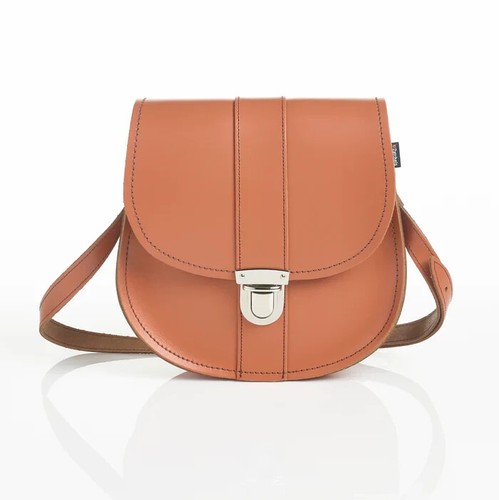 Leather crossbody saddle bag - saddle,