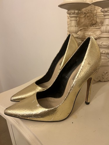 Gold high heel steletto - steletto, shoes
