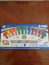 Kids Crayons Wax Safari Animal Colourful Fun Toddlers Artistic Craft Pack Of 12